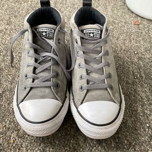 Grey and black converse